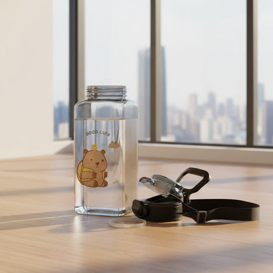 Cute Bear Leakproof Water Bottle with Straw black water bottle