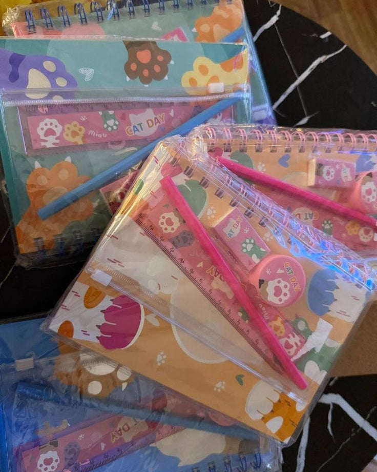 Cute Printed Diary Set with Stationary