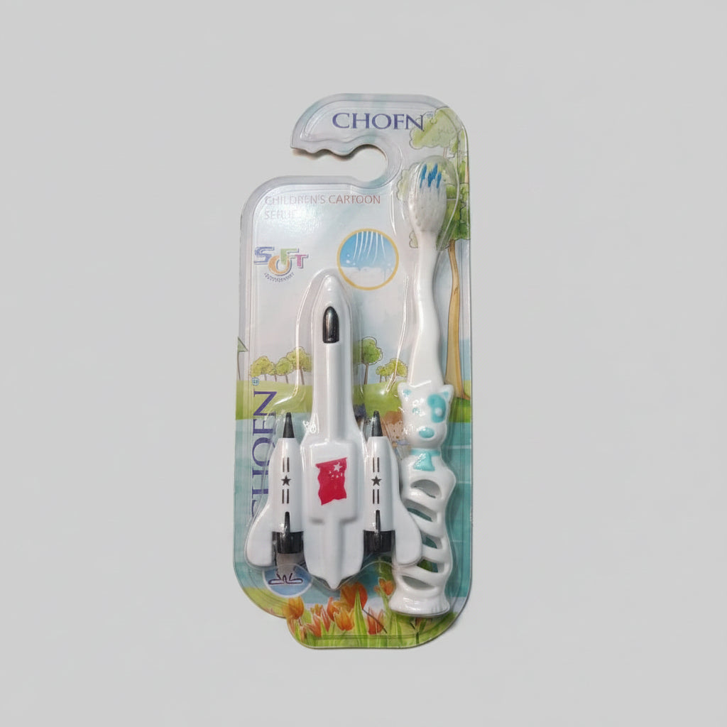Baby Training Toothbrush Set with Toothpaste Dispenser – Soft Bristle Kids Brush 3+ Years White