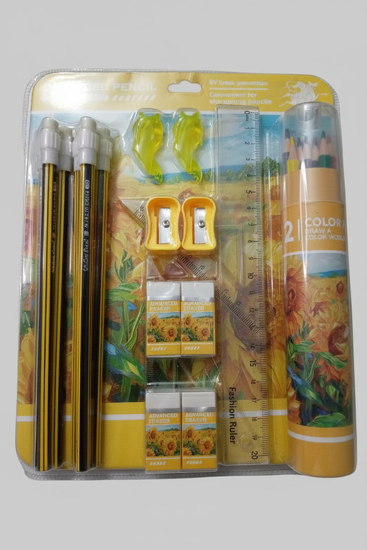 Colored Pencils, Graphite Pencils, Erasers, Sharpeners & Ruler for School