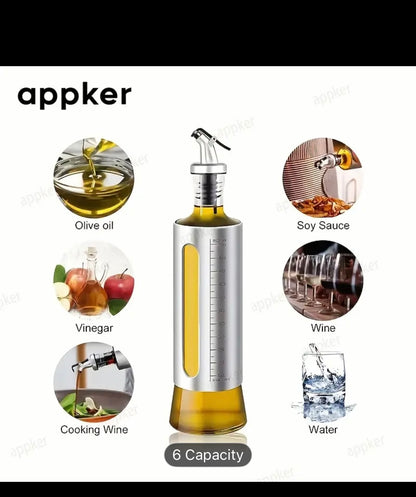 Appker - glass and stainless steel oil dispenser bottle