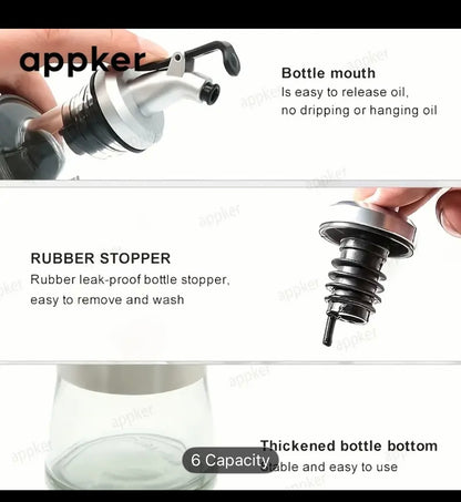 Appker - glass and stainless steel oil dispenser bottle