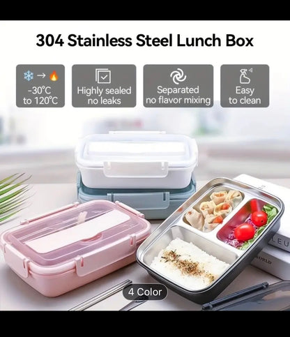 Stainless Steel Leakproof 2-Compartment Bento Lunch Box