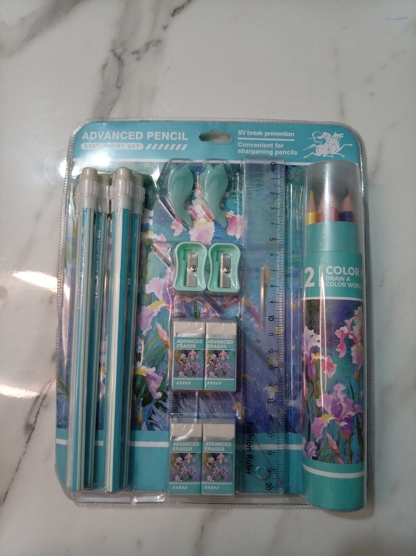 12-in-1 Kids Drawing &amp; Stationery Set | Colored Pencils, Graphite Pencils, Erasers, Sharpeners &amp; Ruler for School