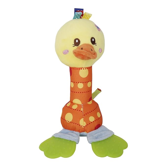 LONDONY brand plush duckling baby rattle and teether toy