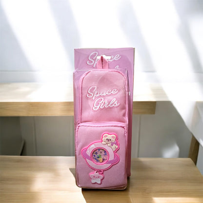 Portable Multi-Layer Pencil Case Organizer - Space Girl