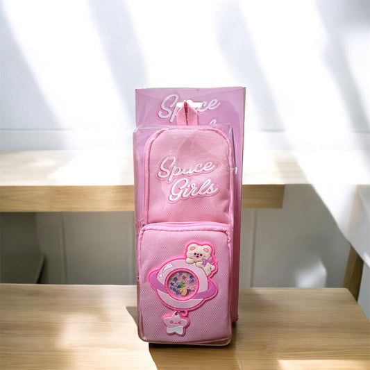 Portable Multi-Layer Pencil Case Organizer - Space Girl