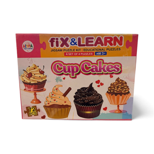 Alyna-Fix N Learn Cup Cakes Jigsaw Puzzle Multicolor Set of 4 - 72 Pieces