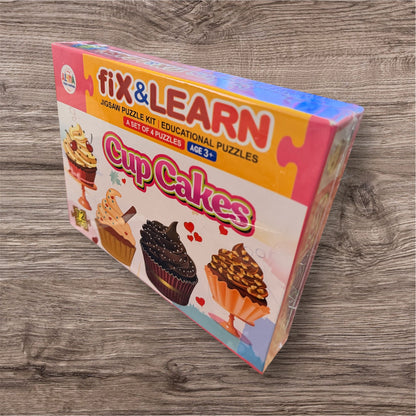 Alyna-Fix N Learn Cup Cakes Jigsaw Puzzle Multicolor Set of 4 - 72 Pieces