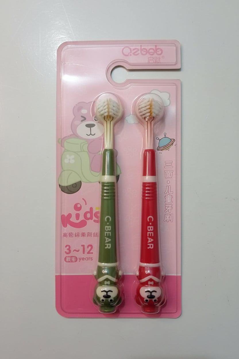 OZBOB Triple Sided Toothbrush For Kids Pink
